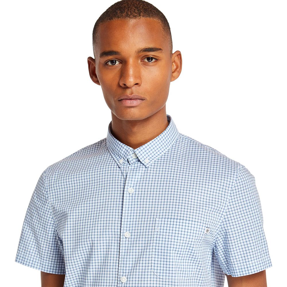 Timberland Πουκαμισα Ανδρικα Μπλε - Eastham River Slim Fit Gingham - Greece 4957362-MV